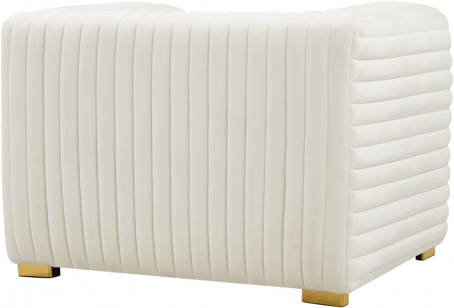 Ravish Cream Velvet Chair from Meridian - Luna Furniture