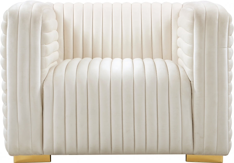 Ravish Cream Velvet Chair from Meridian - Luna Furniture