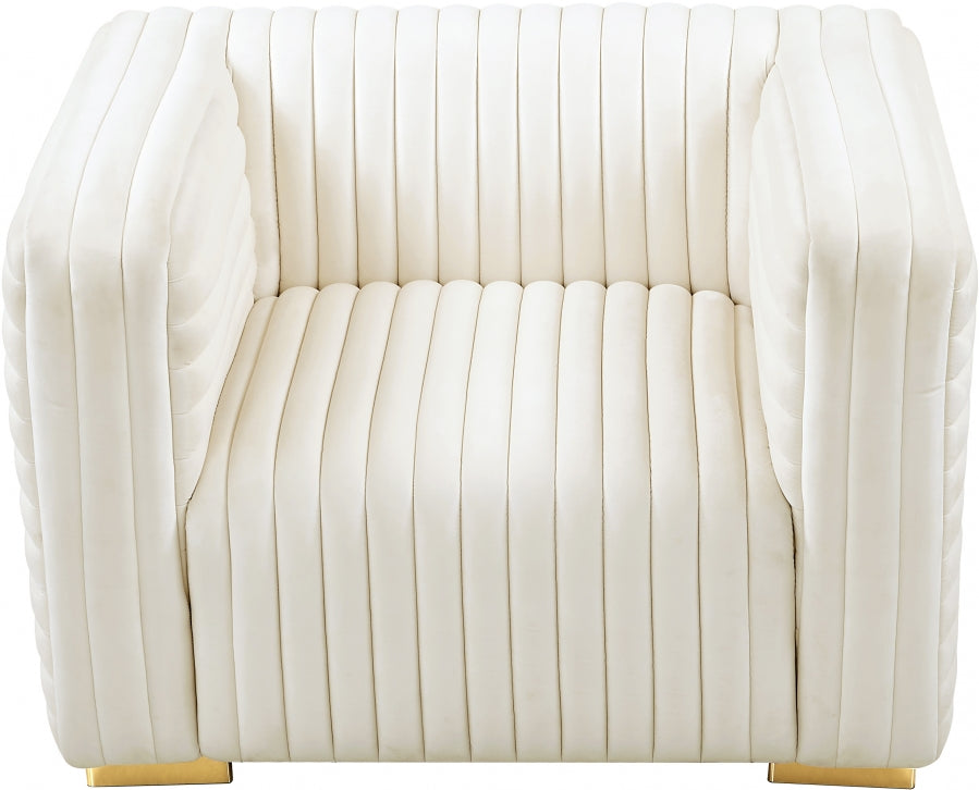 Ravish Cream Velvet Chair from Meridian - Luna Furniture