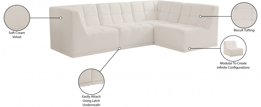 Relax Cream Velvet Modular Sectional from Meridian - Luna Furniture