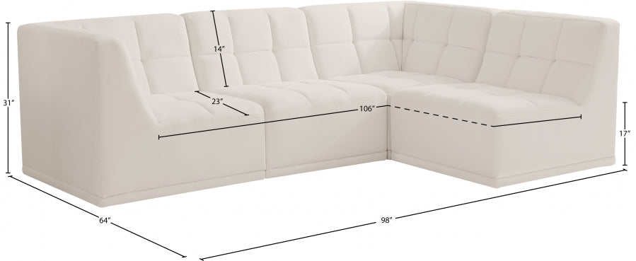 Relax Cream Velvet Modular Sectional from Meridian - Luna Furniture