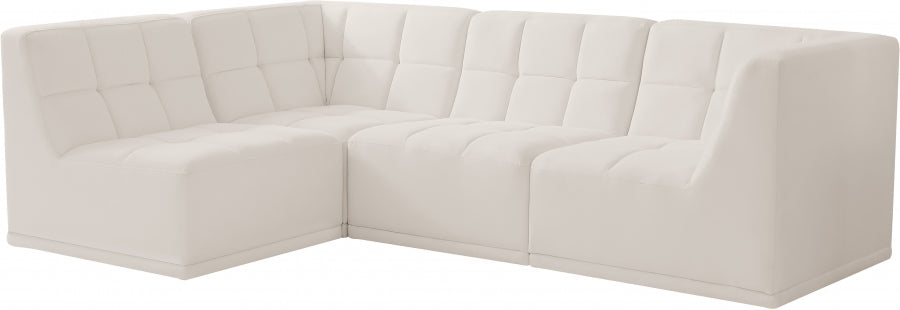 Relax Cream Velvet Modular Sectional from Meridian - Luna Furniture