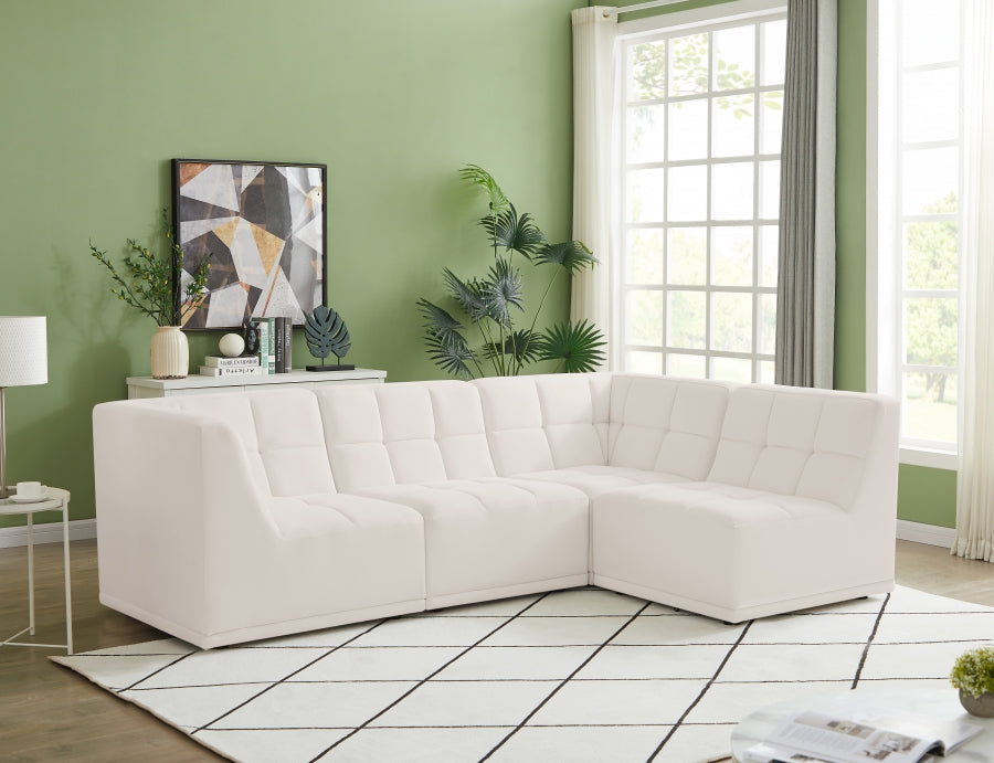 Relax Cream Velvet Modular Sectional from Meridian - Luna Furniture