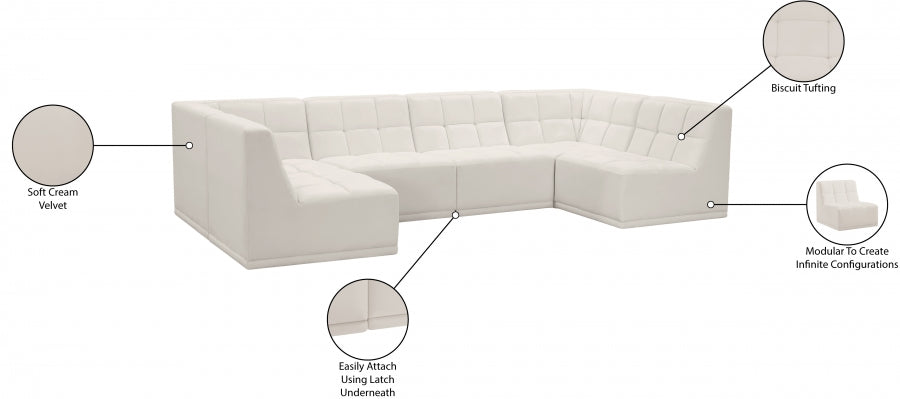 Relax Cream Velvet Modular Sectional from Meridian - Luna Furniture