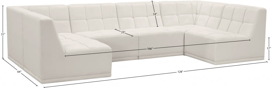 Relax Cream Velvet Modular Sectional from Meridian - Luna Furniture