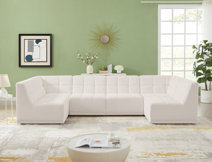 Relax Cream Velvet Modular Sectional from Meridian - Luna Furniture