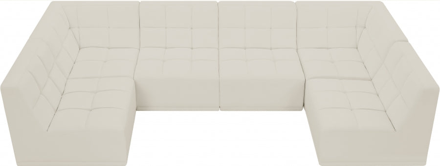 Relax Cream Velvet Modular Sectional from Meridian - Luna Furniture