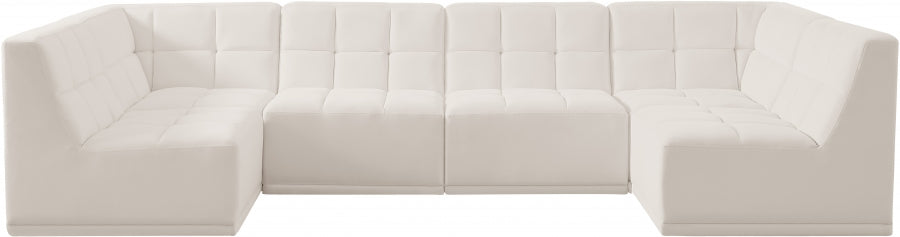 Relax Cream Velvet Modular Sectional from Meridian - Luna Furniture