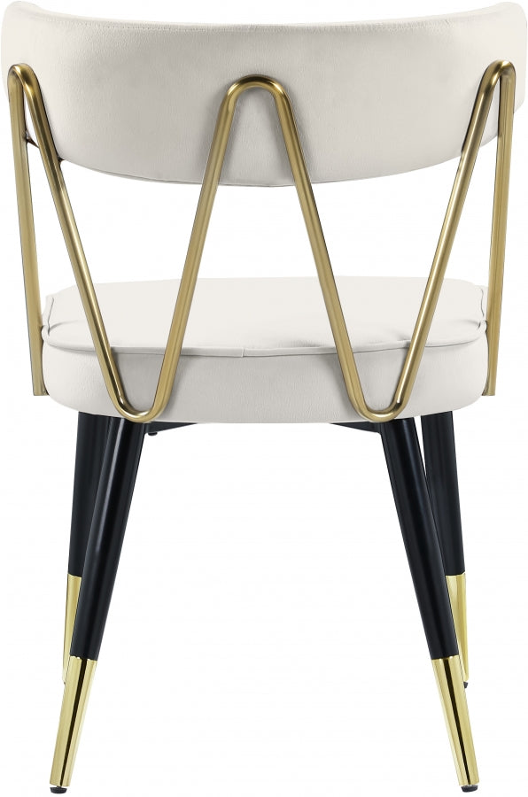 Rheingold Cream Velvet Dining Chair, Set of 2 from Meridian - Luna Furniture