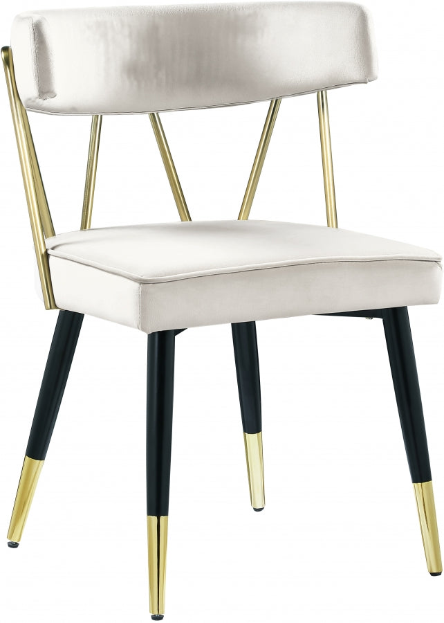 Rheingold Cream Velvet Dining Chair, Set of 2 from Meridian - Luna Furniture