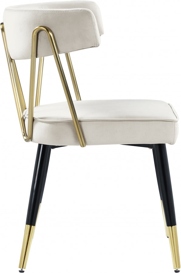 Rheingold Cream Velvet Dining Chair, Set of 2 from Meridian - Luna Furniture