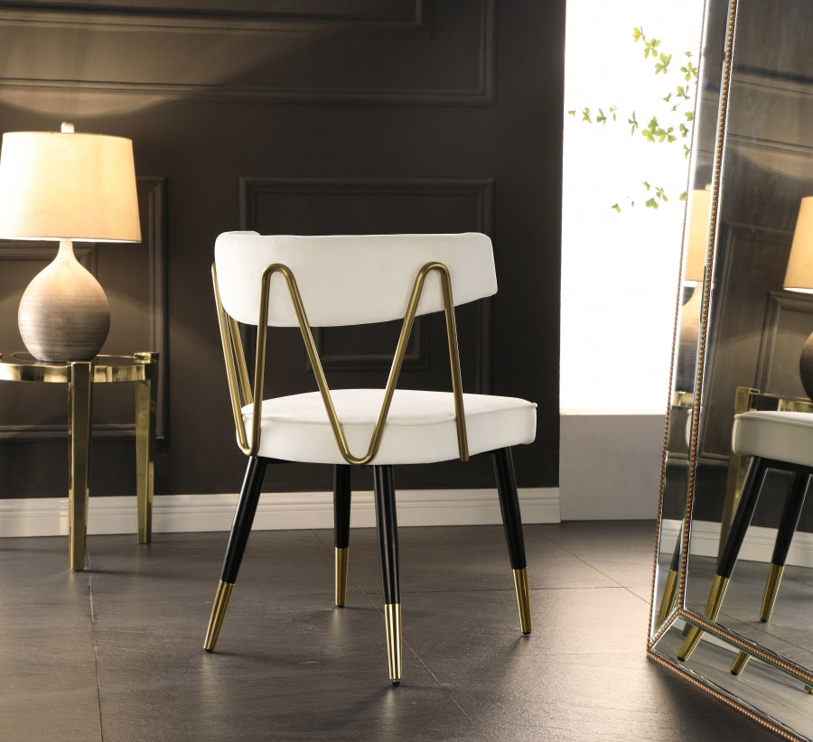 Rheingold Cream Velvet Dining Chair, Set of 2 from Meridian - Luna Furniture