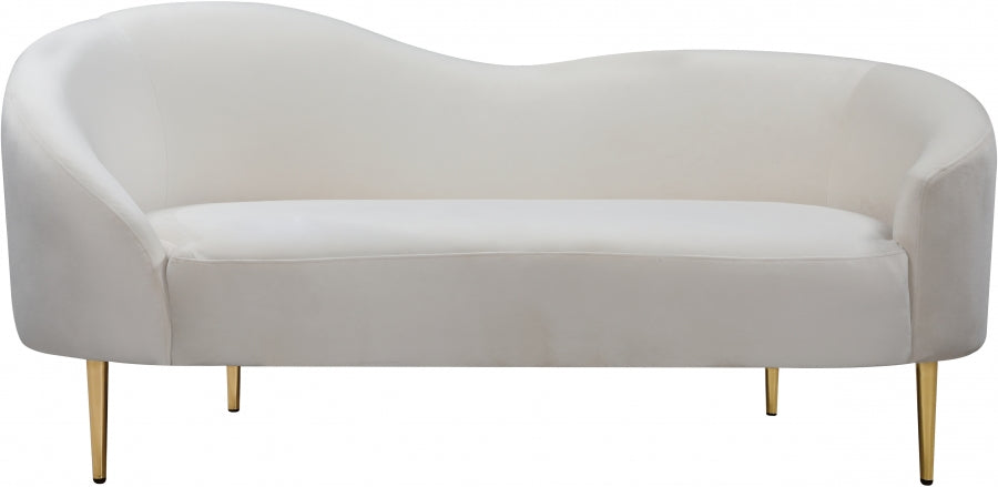 Ritz Cream Velvet Loveseat from Meridian - Luna Furniture