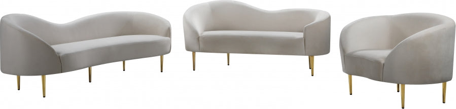 Ritz Cream Velvet Loveseat from Meridian - Luna Furniture