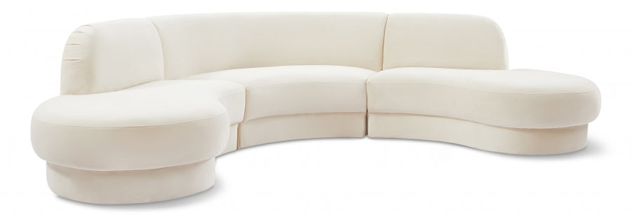 Rosa Cream Velvet 3pc. Sectional from Meridian - Luna Furniture