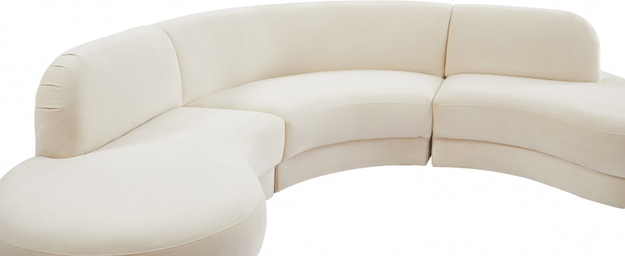 Rosa Cream Velvet 3pc. Sectional from Meridian - Luna Furniture