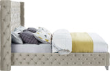 Savan Cream Velvet King Bed from Meridian - Luna Furniture