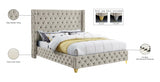 Savan Cream Velvet King Bed from Meridian - Luna Furniture