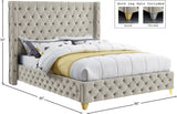 Savan Cream Velvet King Bed from Meridian - Luna Furniture