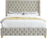 Savan Cream Velvet King Bed from Meridian - Luna Furniture