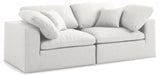 Serene Cream Linen Textured Deluxe Modular Down Filled Cloud-Like Comfort Overstuffed 80 Loveseat from Meridian - Luna Furniture