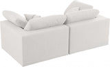 Serene Cream Linen Textured Deluxe Modular Down Filled Cloud-Like Comfort Overstuffed 80 Loveseat from Meridian - Luna Furniture