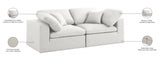 Serene Cream Linen Textured Deluxe Modular Down Filled Cloud-Like Comfort Overstuffed 80 Loveseat from Meridian - Luna Furniture