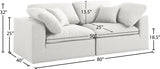 Serene Cream Linen Textured Deluxe Modular Down Filled Cloud-Like Comfort Overstuffed 80 Loveseat from Meridian - Luna Furniture