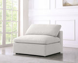 Serene Cream Linen Textured Deluxe Modular Down Filled Cloud-Like Comfort Overstuffed Armless Chair from Meridian - Luna Furniture