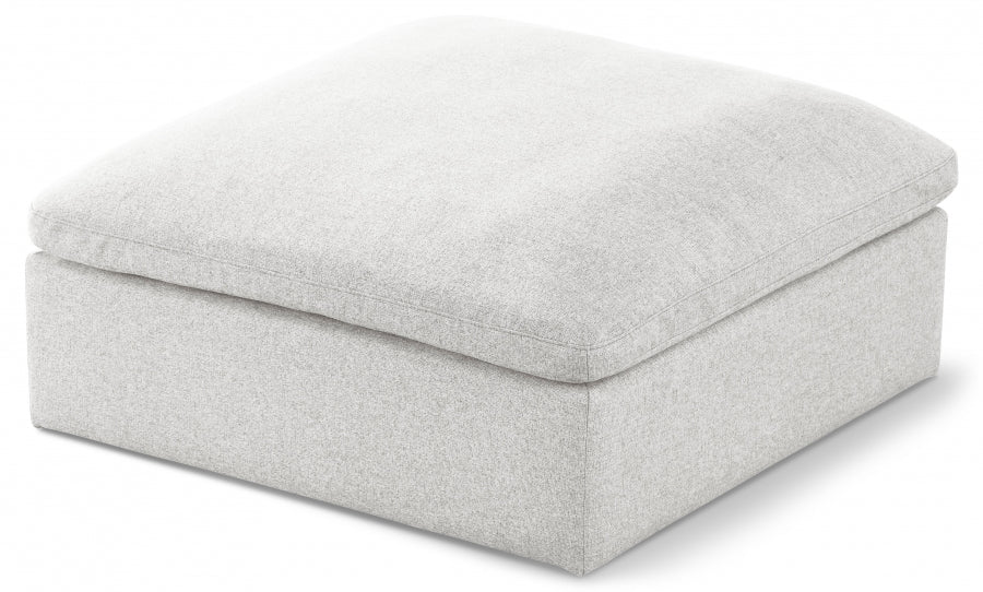 Serene Cream Linen Textured Deluxe Modular Down Filled Cloud-Like Comfort Overstuffed Ottoman from Meridian - Luna Furniture