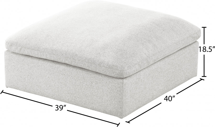 Serene Cream Linen Textured Deluxe Modular Down Filled Cloud-Like Comfort Overstuffed Ottoman from Meridian - Luna Furniture