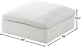 Serene Cream Linen Textured Deluxe Modular Down Filled Cloud-Like Comfort Overstuffed Ottoman from Meridian - Luna Furniture