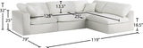 Serene Cream Linen Textured Deluxe Modular Down Filled Cloud-Like Comfort Overstuffed Sectional from Meridian - Luna Furniture