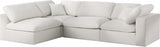 Serene Cream Linen Textured Deluxe Modular Down Filled Cloud-Like Comfort Overstuffed Sectional from Meridian - Luna Furniture