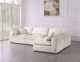 Serene Cream Linen Textured Deluxe Modular Down Filled Cloud-Like Comfort Overstuffed Sectional from Meridian - Luna Furniture