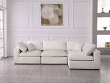 Serene Cream Linen Textured Deluxe Modular Down Filled Cloud-Like Comfort Overstuffed Sectional from Meridian - Luna Furniture