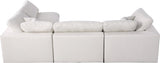 Serene Cream Linen Textured Deluxe Modular Down Filled Cloud-Like Comfort Overstuffed Sectional from Meridian - Luna Furniture