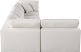 Serene Cream Linen Textured Deluxe Modular Down Filled Cloud-Like Comfort Overstuffed Sectional from Meridian - Luna Furniture