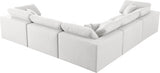 Serene Cream Linen Textured Deluxe Modular Down Filled Cloud-Like Comfort Overstuffed Sectional from Meridian - Luna Furniture