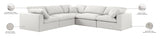 Serene Cream Linen Textured Deluxe Modular Down Filled Cloud-Like Comfort Overstuffed Sectional from Meridian - Luna Furniture