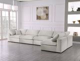 Serene Cream Linen Textured Deluxe Modular Down Filled Cloud-Like Comfort Overstuffed Sectional from Meridian - Luna Furniture