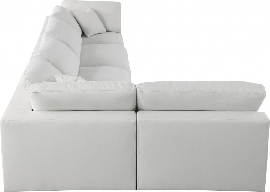 Serene Cream Linen Textured Deluxe Modular Down Filled Cloud-Like Comfort Overstuffed Sectional from Meridian - Luna Furniture