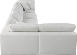 Serene Cream Linen Textured Deluxe Modular Down Filled Cloud-Like Comfort Overstuffed Sectional from Meridian - Luna Furniture