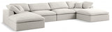 Serene Cream Linen Textured Deluxe Modular Down Filled Cloud-Like Comfort Overstuffed Sectional from Meridian - Luna Furniture