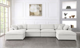 Serene Cream Linen Textured Deluxe Modular Down Filled Cloud-Like Comfort Overstuffed Sectional from Meridian - Luna Furniture