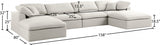 Serene Cream Linen Textured Deluxe Modular Down Filled Cloud-Like Comfort Overstuffed Sectional from Meridian - Luna Furniture