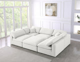 Serene Cream Linen Textured Deluxe Modular Down Filled Cloud-Like Comfort Overstuffed Sectional from Meridian - Luna Furniture