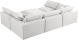 Serene Cream Linen Textured Deluxe Modular Down Filled Cloud-Like Comfort Overstuffed Sectional from Meridian - Luna Furniture