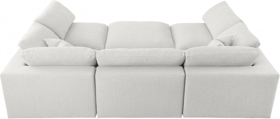 Serene Cream Linen Textured Deluxe Modular Down Filled Cloud-Like Comfort Overstuffed Sectional from Meridian - Luna Furniture