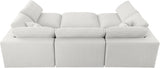 Serene Cream Linen Textured Deluxe Modular Down Filled Cloud-Like Comfort Overstuffed Sectional from Meridian - Luna Furniture